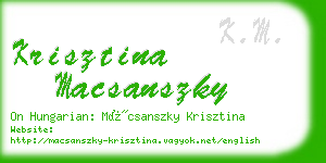 krisztina macsanszky business card